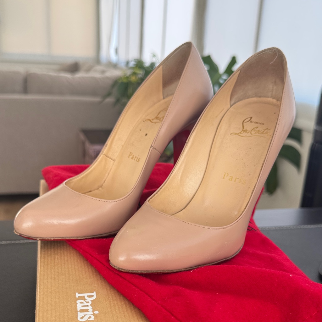 Christian Louboutin Blush Heels With Red Soles